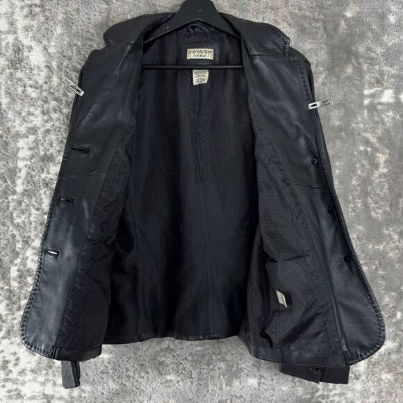 Convington Size M Moto Leather Jacket Black Notched Long Sleeve Button Outdoor - Picture 5 of 10